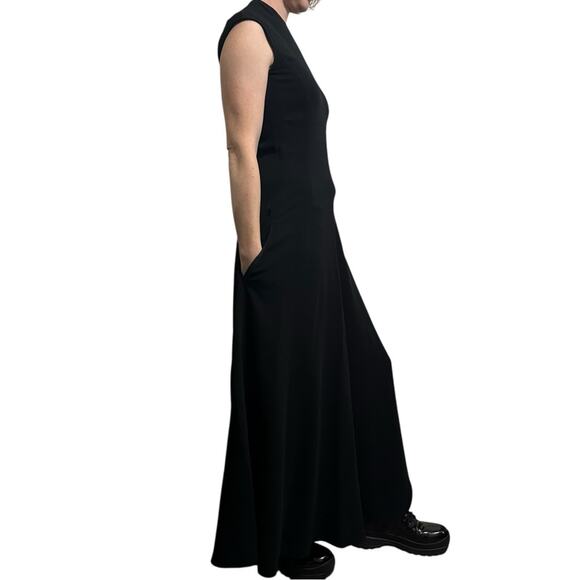 The Row Erscher Cady Maxi Dress size 0 Black Cap Sleeve Pockets - Picture 3 of 13